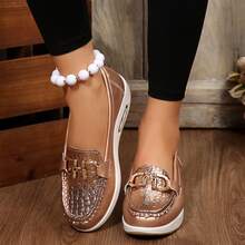 Womens Shoes Walking Flats Non Slip Dressy Occasions Driving Lightweight Flexible Comfort - 金色 - 查看 6