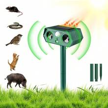 Solar-Powered Ultrasonic Pest Repellent For Cats And Animals [2024 New Model] With Infrared Sensor, 12m Range, IP65 Waterproof, Repels Birds And Dogs, Easy Installation For Yard Use - Multicolor - Ver 9