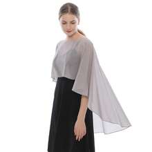 1 pièce Poncho de couleur unie pour femme, châle en mousseline de soie élégant pour femmes, châle léger et respirant pour protection solaire, convient comme châle de manteau du soir, mariage, danse, fête, cape, vêtements d'automne pour femmes toutes saisons - Multicolore - Voir 19