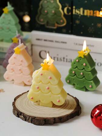 1个圣诞树造型香薰蜡烛，节日纪念品餐桌摆件，季节性家居装饰，圣诞派对新年装饰，节日派对圣诞氛围装饰道具，圣诞装饰礼品，婚礼生日派对节日装饰，圣诞装饰，房间装饰，家居装饰，冬季圣诞装饰，圣诞礼物，圣诞装饰