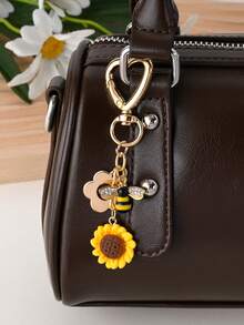 1 Stück Urlaubsstil süßer Blumen- & Bienen-Anhänger Schlüsselanhänger, Tasche/Auto Schlüssel Dekoration, geeignet als Geschenk für Familie, Freunde, Studenten zu Geburtstag/Feiertagen, Taschenzubehör Schlüsselbänder mit ID-Halter, Autoschmuck, Taschenanhänger, Weihnachtsgeschenk, Lehrer, Schwester