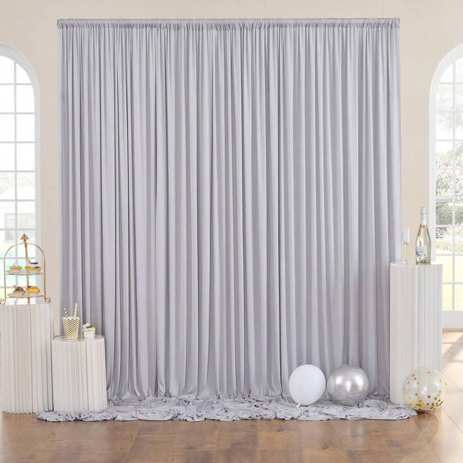5ft X 7ft/8ft/10ft Wrinkle-Free Polyester Photography Backdrop Cloth, Suitable For Parties, Weddings, Birthdays And Other Occasions - Grey - View 1