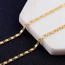 1pc 16-30 Inch 18K Gold Plated Minimalist Necklace Chain, Unisex, Can DIY Connect 2mm Flat Chain, Jewelry Gift For Father's Day, Thanksgiving - Gold - View 3