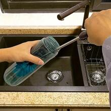 A Multi-Functional 3-In-1 Cleaning Brush Set - Suitable For Thin-Neck Bottles, Sports Water Bottles, Coffee Cups,  Flasks, And Straw Cups. Comprehensive Cleaning. - Blue - View 4