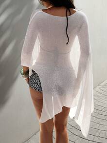 GLOpass Sexy Hollow-Out Gold Thread Halter Neck Shawl Cardigan, Suitable For Vacation And Party Wear