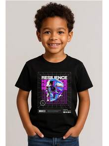 Camiseta Masculina Adulto Infantil Plus Size Casual Street Wear Algodão Premium Moda Resilience Caveira Roxa Colorida