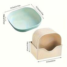 11pcs, Multi-Color PP Plastic Pet Bowl Set With Stand, 10 Square Solid Color Non-Slip Easy-Clean Dishwasher Shallow Small Flat Plates And 1 Storage Base, Durable Lightweight Portable Food And Water Bowls, Whisker Fatigue Relief Anti-Tip Pet Feeding Dishes For Cats, Dogs, Kittens, Short-Legged Cats, Stray Cats, Ferrets, Small Animals, - Multicolor - View 8