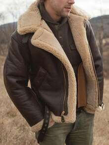 Autumn And Winter New Fur And Fur Coat For Men Thickened Fur Imitation Leather Jacket - 棕色 - 查看 4