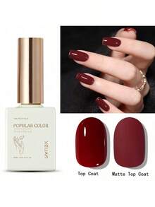 1pc Red Gel Nail Polish 15ML Soak Off Glitter Gel Polish For All Seasons - Home Salon Nail Art DIY - 酒紅色 - 查看 6