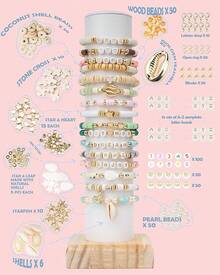 Bebeay Cuentas para Pulseras, 6000 Kit para Hacer Pulseras Cuentas De Arcilla para Pulseras, Cuentas para Hacer Pulseras y Collares con Cuerda, Pinzas y Tijeras Pequeñas, Cuentas de Letras Regalo - blanco - Ver 8