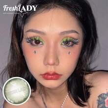 FRESH LADY 1 Cặp Kính Áp Tròng Màu Freshlady Cho Học Sinh Dolly Teresa 14.5mm Kính Áp Tròng Màu Dùng Một Lần Trong 1 Năm - Xanh đậm - Xem 6