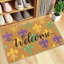 Mardi-Gras Fleur-De-Lis Decorative Welcome Doormat, Indoor Floor - Home Decor & Room Decoration, Area Doormat Entryway Living Room Bedroom Dining Room Kitchen - Black - View 2