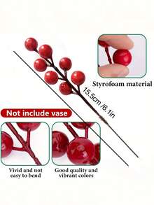 22/40pcs Artificial Pine Tree Branches With Red Berries - Realistic Evergreen Foliage In White Vase-Like Pot, Durable Plastic Winter Foliage With Green Needles & Red Berries For Christmas, Thanksgiving, Table Centerpiece, Wreaths, Garlands - All-Season Indoor/Outdoor Decoration (No Maintenance Required) - Ideal For DIY Crafts, Home & Party Decor, Christmas Decor - Multicolor - View 8