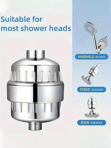 1pc Wall-Mounted Shower Head Filter, 30-Level ABS Plastic Shower Purifier, Chrome Surface, Plastic Material, High-Efficiency Output, Suitable For All Shower Heads, Removes Chlorine And Heavy Metals, Enriched With Vitamins C And E, Improves Skin Care And Hair Protection, Minimalist Round Design, Ideal For Home And Hotel Bathrooms, Upgrade Your Bathroom, Perfect Gift For Halloween And Christmas