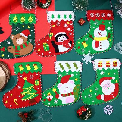 2 件圣诞装饰 - 圣诞老人迷你袜子、圣诞树挂饰、圣诞袜礼品袋、圣诞袋，2025 年新年快乐