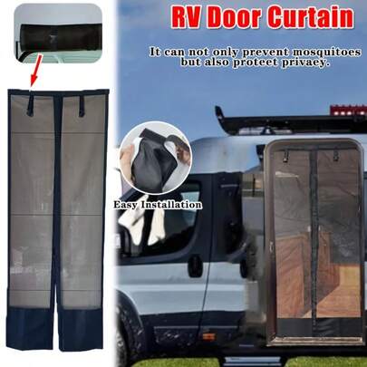 1 Stück Wohnmobil Tür Vorhang, Magnetischer Bildschirm, selbstklebend ohne Werkzeug Installation, belüftet, Wohnmobil magnetischer Rolltür Vorhang, Camping Mückenschutz, Reiseauto Fenster Insektennetz
