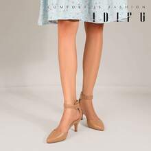Women's IN3 D'Orsay Pumps Low Kitten Heels For Women Dress Shoes Pointed Closed Toe Wedding Bride Ankle Strap Dressy Silver Black Nude White Gold Heels For Women-2025 - 深色裸色Pu - 查看 7