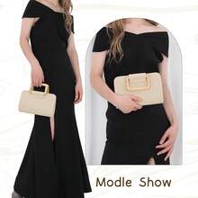 Straw Clutch Purses Women Summer Beach Bag Woven Evening Handbags Top Handle Shoulder Bag Vacation - 卡其色 - 查看 5