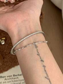 1件极简竹结925纯银手链，优雅珠宝礼物，送给女性、女友，日常配饰 - 竹節手鍊 - 查看 5