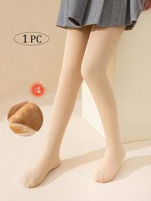 3/2/1 Pairs Girls Kids Children Leggings, Skin Tone, Khaki, Black, Gray Solid Color Stirrup Tights, Leggings, Warm Fleece Pants, Suitable For Daily Wear, Simple Versatile Stirrup Pants, Soft Smooth Comfortable, Princess/Cute Style - 彩色 - 查看 59