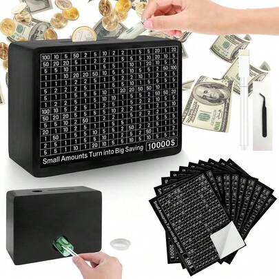 Wooden Money Saving Box, Cash Vault With 8 Saving Targets, One Piece Cash Vault Wooden Savings Box Coin Money Savings Box With Counter, Gift For Adults Women Men, No Install Required