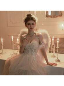 1pc Natural Feather Material White Angel Wings Set, Perfect For Holiday Angel Costume, Photo Shoot, Stage Performance And Cosplay Props (Since It's Made Of Natural Feathers, There May Be Slight Imperfections In The Craftsmanship And Product, Such As Some Dirt, Dust, Glue Marks And Glue Overflow, Which Is Normal) - Multicolor - View 6