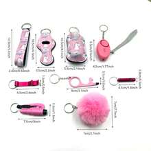 9件套女士防身钥匙扣套装，安全钥匙扣带个人报警器，刀具钥匙扣配件，生日礼物，送给妈妈、女士、女孩，休闲，汽车配件，包包装饰，圣诞节包包挂饰，送给老师、朋友、姐妹的礼物创意 - 多色 - 查看 6