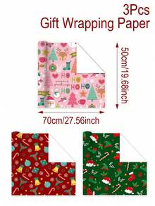 3 tờ giấy gói quà Giáng sinh vui vẻ 70*50cm, giấy Kraft, giấy gói quà năm mới, đồ dùng sinh nhật, họa tiết chuông bông tuyết nai sừng tấm, đồ trang trí Giáng sinh, giấy gói hoa, bao bì quà tặng, giấy gói đám cưới, đồ trang trí tiệc Giáng sinh, Giáng sinh - Nhiều màu - Xem 7