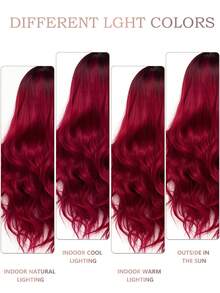 角色扮演长波浪假发，渐变红色中分款式，易于护理，女士日常派对假发，Y2K 合成蓬松时尚酷女孩假发，浪漫优雅万圣节圣诞节音乐节服装假发，浪漫休闲街头耐热假发，30 英寸 - 漸層紅色 - 查看 9