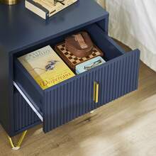 SoBuy FBT115-W Bedside Table With 2 Drawers For Box Spring Bed, Sofa Table, Side Table, Telephone Table, Nightstand, White W X H X D Approx.: 40 X 47 X 40 Cm - Blue - View 7