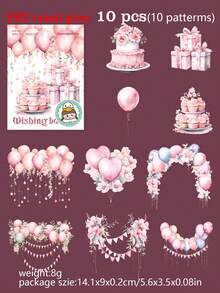 10pcs/Pack PET Transparent Balloon Sticker Pack, Scrapbooking, DIY Craft Material, "Wishing Balloon" Series With 6 Designs To Choose From - Multicolor - View 10