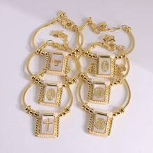1pc 18K Gold Plated Vintage Religious Christian San Benito Cross Virgin Mary Tiny Bead Handmade Accessories Women Bracelets