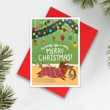 趣味圣诞贺卡、圣诞快乐贺卡、腊肠犬圣诞贺卡、爱狗人士圣诞贺卡、宠物圣诞贺卡、友谊贺卡、周年纪念贺卡、圣诞礼物贺卡、生日贺卡 - 彩色 - 查看 4