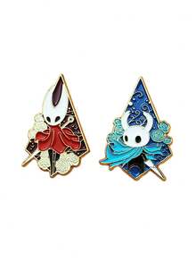 1/2pcs Hollow Knight Game Cartoon Metal Brooch, Creative Character Fashion Versatile Bag Accessory Badge - Multicolor - View 5