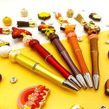 5 قطع مجموعة أكمام قلم DIY مزينة بالخرز، تشمل خرز بأشكال الرومي والورقة القيقب والثعلب والشرابات، لوازم مكتبية ودراسية، قلم لديكور المكتب، مجموعة مواد حرفية DIY، هدية خريفية