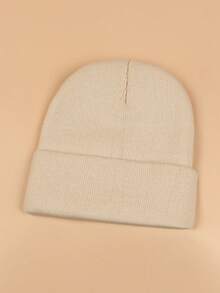 1pc Letter Embroidered Casual Brimless Cap, Versatile & Minimalist - Beige - View 2