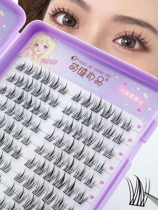 32 Bandejas 384 Cachos Cílios Postiços Estilo Girassol, Cílios Individuais Segmentados Naturais para Iniciantes e Pessoas Preguiçosas, Cílios Cartoon