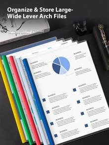 A4文件袋套装，压板扣拉杆文件管理器，办公文件家庭数据存储，学生试卷文件整理器 - 彩色 - 查看 6