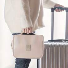 Bolsa de cosméticos portátil - Gran capacidad, ligera, bolsa de almacenamiento de artículos de tocador plegable, equipada con ganchos y cremalleras de lona, es un regalo ideal para el Día de San Valentín, el Día de la Mujer, Navidad, Halloween