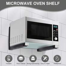 2 Stück Mikrowellenhalterung Wand aus Edelstahl, Mikrowellen Halter Wand Faltbare und Ausziehbaren Armen Mikrowelle Wandhalterung Maximale Belastbarkeit 45KG/99,2lb