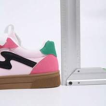 1 Pair Women's Spring/Autumn New German Training Shoes, Student Shoes, Waterproof Anti-Slip, Easy To Clean, Round Toe Low-Top Casual Shoes, Flat, Comfortable, Versatile, Colorblock Sporty Casual Sneakers, Fashionable All Season - Hot Pink - View 6