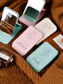 1 pezzo Specchio quadrato per trucco personalizzato con nome - Regalo personalizzato per damigelle, specchio per trucco personalizzato, specchio da viaggio pieghevole e portatile, specchio compatto da tasca per donna, bomboniere per matrimonio, specchio cosmetico inciso, adatto per tutte le occasioni e tutte le età, specchio quadrato pieghevole da tasca