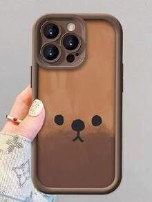 可爱棕熊带挂绳手机壳适用于 17/16 Pro Max/15 Pro、新款 14、13、12 Pro、11、XS、15 Plus，时尚小众硅胶保护套 - 棕色 - 查看 4