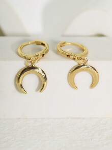 زوج من أقراط قلادة الهلال والبرق المطلي بالذهب عيار 18 قيراط بتصميم بسيط وأنيق، مناسب للنساء للاستخدام اليومي والتنقل والعطلات والحفلات والسفر كهدية