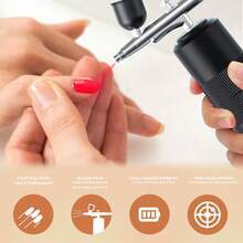 Aerógrafo inalámbrico y portátil para uñas, kit de aerógrafo con compresor de 30 PSI de alta presión recargable, máquina de pulverización de aire con boquilla de 0.3 mm para pintar modelos, barbería, galletas, pasteles