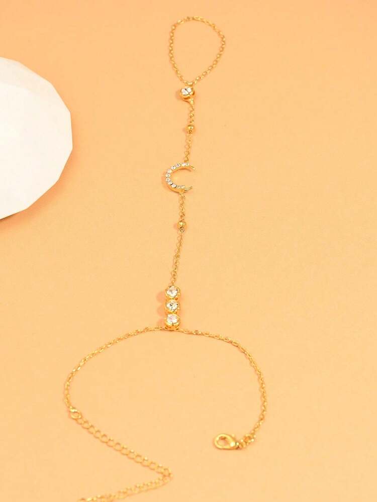 1pc Fashionable Octagram Rhinestone Knuckle Ring Bracelet, Elegant Design For Women, Suitable For Summer Beach Vacation - Eight-pointed Star - View 9