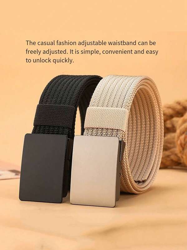 حزام خصر من النايلون سريع الجفاف، تصميم إبزيم أوتوماتيكي، رأس قفل من سبيكة الزنك، إبزيم متين وناعم، حزام قماش مضفر أوتوماتيكي بلا أسنان للتدريب العسكري والخارجي