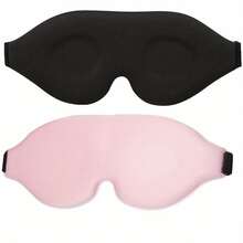 Super Soft 3D Sleep Mask - Light Blocking And Noise Reduction, Soft Pink/Gradient Color Series, Hypoallergenic And Anti-Allergy, Suitable For Travel, Home, Yoga, And Nap, Unisex, Suitable For All Skin Types, Comfortable Fit, Essential For Busy Individuals - 黑色 - 查看 6