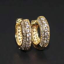 2pcs/Set New Fashion High-End Cubic Zirconia Earrings For Men And Women Elegant Temperament Charm Party Banquet Jewelry - 1 cặp vàng + 1 cặp bạc - Xem 6