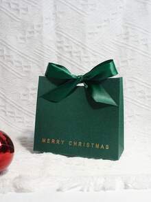 5pcs Christmas Gift Box With Ribbon Bow, Elegant Merry Christmas Party Favor Packaging, Small Treat Box For Holiday Candy, Jewelry, Cookies, Wedding Birthday Party Decoration, Black Box - Christmas Mini Box - View 10